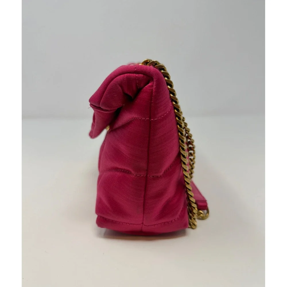 Saint Laurent YSL Toy Puffer Quilted Shoulder Bag Pink